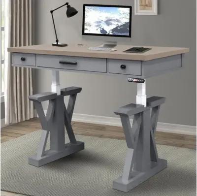 Americana Power Lift Office Desk in Gray