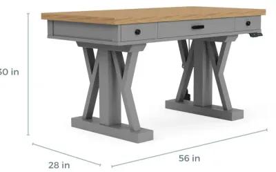 Americana Power Lift Office Desk in Gray