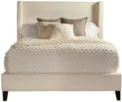 Angel Upholstered Panel Bed in Ivory, Queen