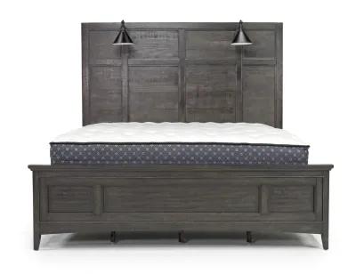 Bay Creek Panel Bed w/ Lights, Dresser, Mirror & Nightstand in Graphite, Queen