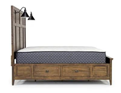 Bay Creek Panel Bed w/ Storage & Lights in Toasted Nutmeg, CA King