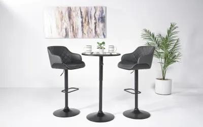 Bentley Adjustable Height Round Pub Table in Black & 2 Toby Barstools, Swivel