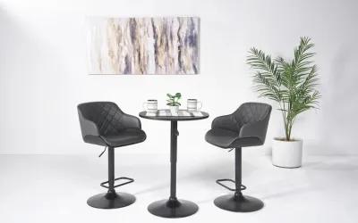 Bentley Adjustable Height Round Pub Table in Black & 2 Toby Barstools, Swivel