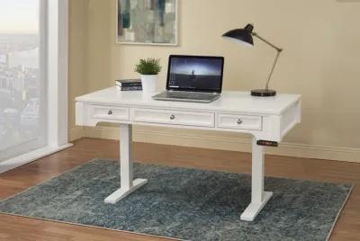 Boca Power Lift Office Desk, Credenza & Hutch in White