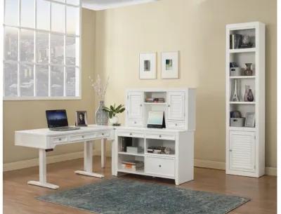 Boca Power Lift Office Desk, Credenza & Hutch in White