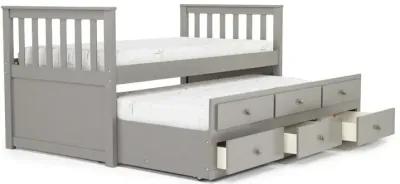 Harlow Captain Bed w/ Storage Trundle in Gray