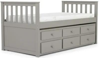 Harlow Captain Bed w/ Storage Trundle in Gray