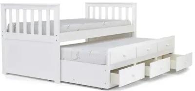 Harlow Captain Bed w/ Storage Trundle in White