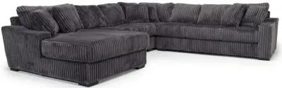 Casper 4 Piece XL Loveseat Chaise Sectional in Pony Slate, Left Facing