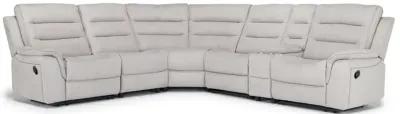 Chanell 6 Piece Reclining Sectional w/ Armless Recliner in New Nappa Light Gray