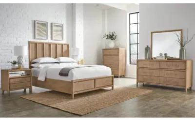 Dorsey Panel Bed, Dresser, Mirror & 2 Drawer Nightstand in Granola, CA King