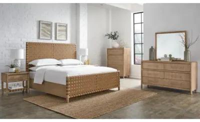 Dorsey Woven Panel Bed, Dresser, Mirror & Nightstand in Granola, CA King