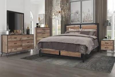 Elk River Panel Bed, Dresser, Mirror & Nightstand in Rustic Brown, Full