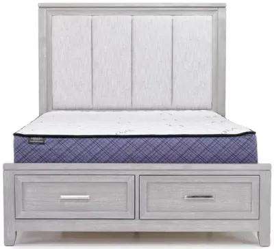 Fiona Storage Bed, Dresser, Mirror & Nightstand in Mist Gray, Queen