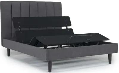 Gavin Upholstered Adjustable Foundation Bed in Charcoal, Full