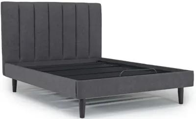 Gavin Upholstered Adjustable Foundation Bed in Charcoal, Queen