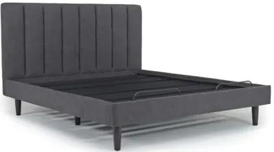 Gavin Upholstered Adjustable Foundation Bed in Charcoal, Eastern King