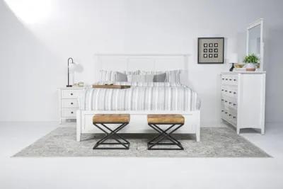 Grace Panel Bed, Dresser & Mirror in Snowfall, CA King