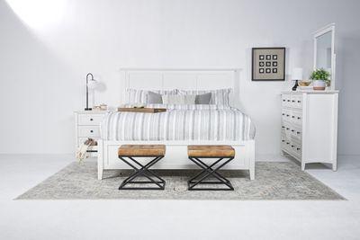 Grace Storage Bed, Dresser, Mirror & Nightstand in Snowfall, CA King