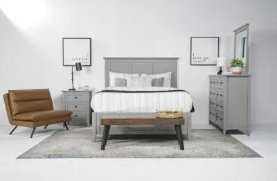 Grace Panel Bed, Dresser, Mirror & Nightstand in Elephant Gray, Full