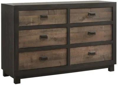 Harlington Panel Bed, Dresser, Mirror & Nightstand in Walnut, Queen