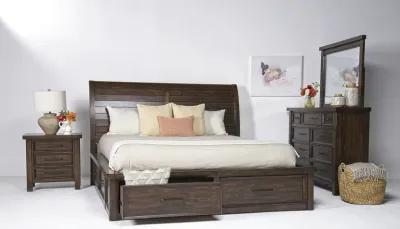 Sonora Sleigh Bed w/ Storage, Dresser & Mirror in Espresso, Eastern King