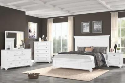 Jamestown Panel Bed, Dresser, Mirror & Nightstand in White, Queen