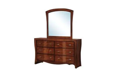 Jenny Panel Bed, Dresser & Mirror in Medium Espresso, Queen