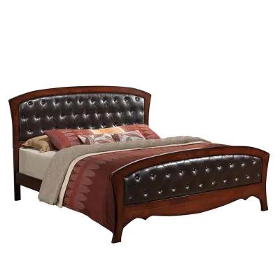 Jenny Panel Bed, Dresser & Mirror in Medium Espresso, Queen