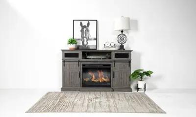 Manning Bluetooth Console w/ Fireplace Insert in Gray, 68 Inch