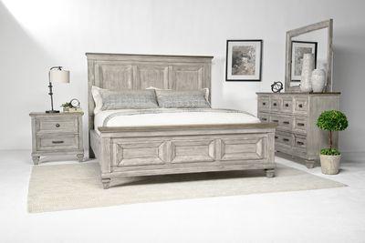 Mariana Bed, Dresser, Mirror & Nightstand in Vintage Creme, CA King