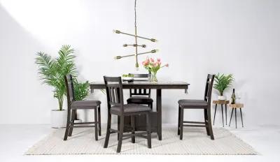 Miami Adjustable Dining Table & 4 Stools in Brown