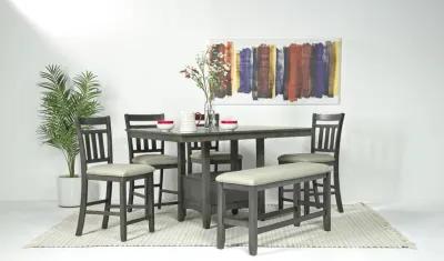 Miami Adjustable Dining Table, 4 Stools & Bench in Gray