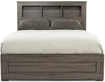 Naialyn Bookcase Bed w/ Storage in Gray, Queen