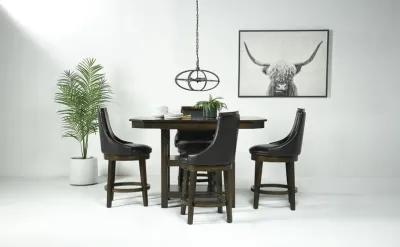 New Haven Counter Height Adjustable Extendable Dining Table & 4 Stools in Brown