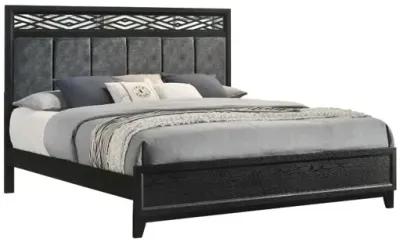 Obsidian Panel Bed, Dresser, Mirror & Nightstand in Black, CA King