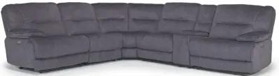 Retreat 6 Piece Power Sectional w/ Power Armless Recliner in Charcoal