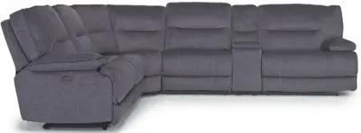 Retreat 6 Piece Power Sectional w/ Power Armless Recliner in Charcoal