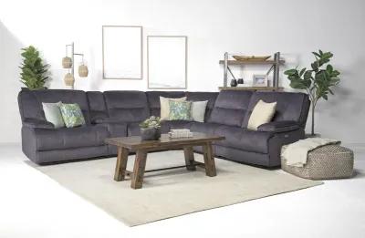 Retreat 6 Piece Power Sectional w/ Power Armless Recliner in Charcoal