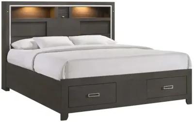 Sasha Platform Bed, Dresser & Mirror in Gray, Queen