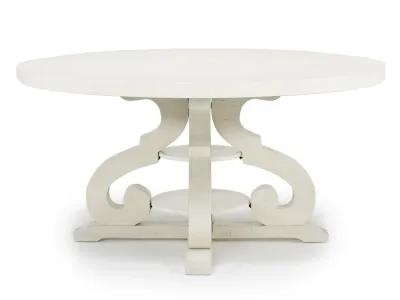 Stone Round Dining Table & 4 Chairs in White, Upholstered Slat