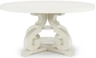 Stone Round Dining Table & 4 Chairs in White, Upholstered Slat