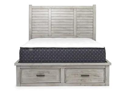 Sullivan Panel Bed w/ Storage, Dresser & Mirror in Drift Gray, Queen