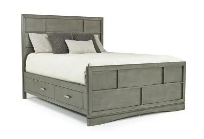 Ontario Panel Bed w/ Storage, Dresser, Mirror & Nightstand in Gray, Eastern King