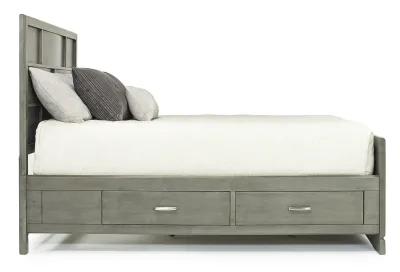 Ontario Panel Bed w/ Storage, Dresser, Mirror & Nightstand in Gray, Eastern King