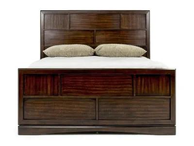 Ontario Panel Bed w/ Storage in Brown, Queen