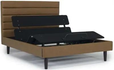 Vista Upholstered Adjustable Foundation Bed in Brown, Full