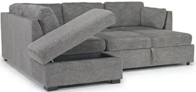 Vivian Full Pullout Sofa Sleeper Tux Chaise in Gray Fabric, Left Facing