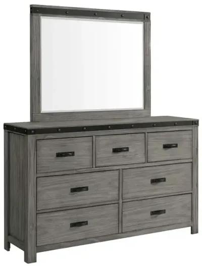 Wade Panel Bed, Dresser & Mirror in Gray, Eastern King