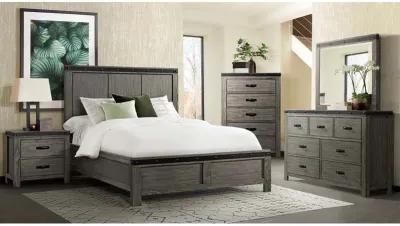 Wade Panel Bed, Dresser, Mirror & Nightstand in Gray, Eastern King